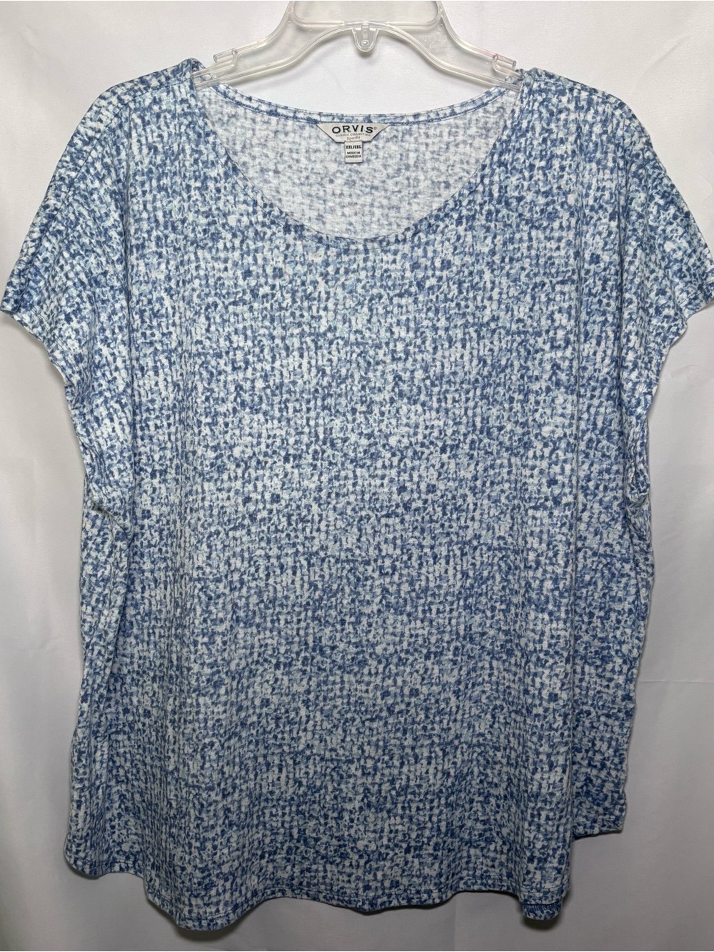 Orvis Womens White Blue Linen T Shirt Size XXL